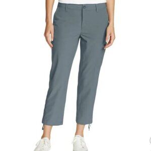 Eddie Bauer Women's stretch Ripstop Crop capri Pant zip Pocket Grey 8 (1339)